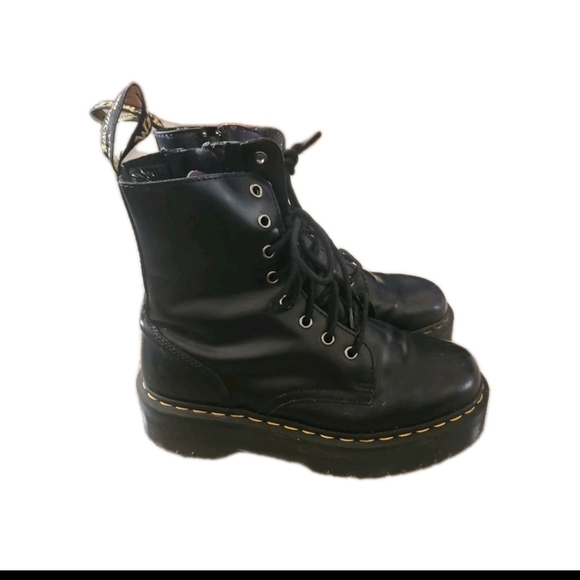 Dr. Marten Unisex Black Jadon Platform Boot In Black In Polished Smooth 9W 8M - Picture 6 of 15